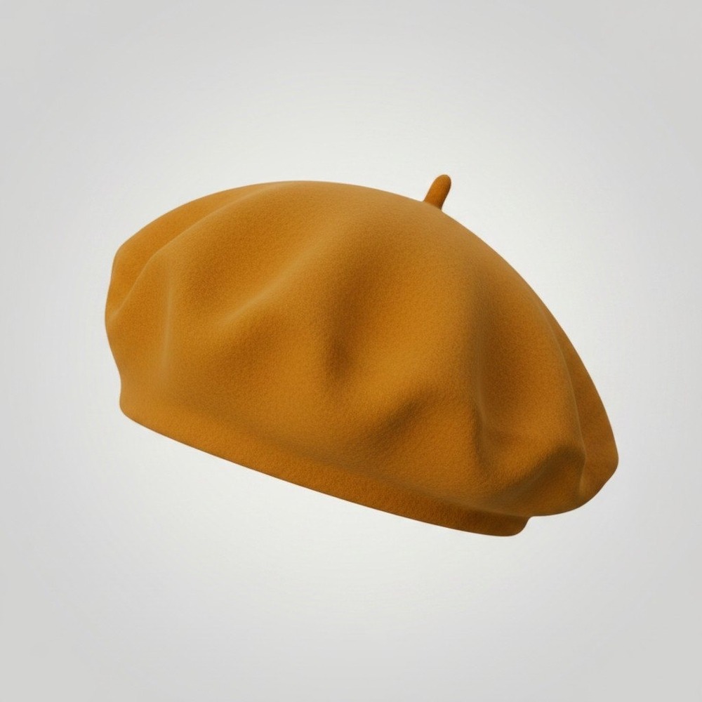 Yellow Beret Hat Women One Size Wool Blend French Parisian Chic Academia Retro
